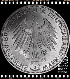 Km 122 Alemanha. Republica Federal 5 Mark 1968 G XFC Prata # 500º Aniversário - Morte de Johannes Gutenberg © - comprar online