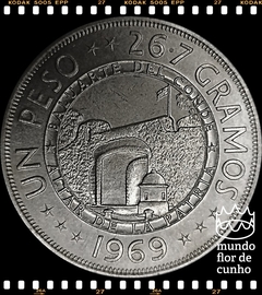 Km 33 República Dominicana 1 Peso 1969 XFC Muito Escassa # 125° Aniversário da República Dominicana ©