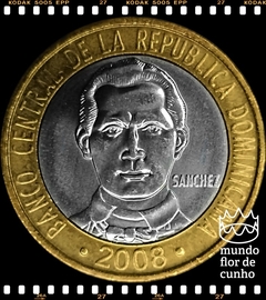 Km 89 República Dominicana 5 Pesos 2008 XFC Bimetálica Magnética # Francisco del Rosario Sanches © - comprar online