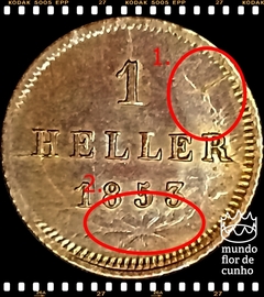 Km 796 Bavaria (Estado Alemão) 1 Heller 1853 S/FC # Possui marcas de quebra de cunho e de dupla batida - Muito escassa © na internet