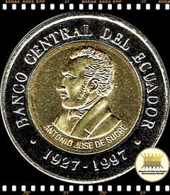 Km 101 Equador 100 Sucres ND (1977) XFC Bimetálica # 70º Aniversário do Banco Central - Antonio José de Sucre ®