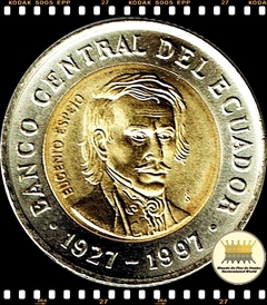Km 103 Equador 1000 Sucres ND (1977) XFC Bimetálica # 70º Aniversário do Banco Central - Eugenio Espejo ®