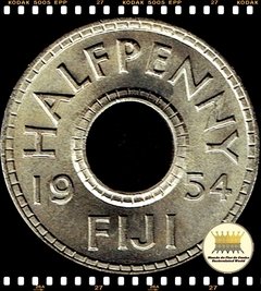 Km 20 Fiji, Ilhas 1/2 Penny 1954 XFC Escassa ®