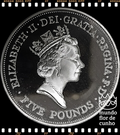 Km 962a Grã Bretanha 5 Pounds ND(1990) XFC Prata Proof Escassa # 90° Aniversário do Nascimento da Rainha Mãe © - comprar online