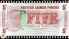 PM44a Forças Armadas Britânicas 5 New Pence (6as. Series) ND(1972) FE Para uso das tropas britânicas em Berlim Ocidental