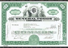 Certificado de Ação da General Foods Corp. 1971 - Estados Unidos da América