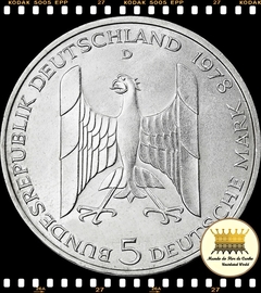 Km 147 Alemanha. Republica Federal 5 Mark 1978 D XFC Prata # 200º Aniversário - Nascimento de Gustav Stresemann © - comprar online