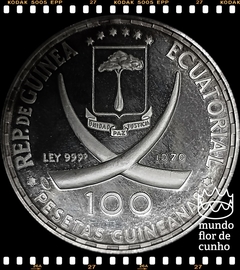 Km 12.1 Guiné Equatorial 100 Pesetas Guineanas 1972 XFC Proof Prata Escassa # As mãos de Dürer em oração © - comprar online