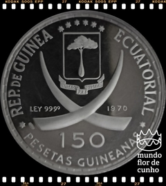 Km 14 Guiné Equatorial 150 Pesetas Guineanas 1970 XFC Proof Prata Escassa # 100º aniversário de Roma como capital © - comprar online