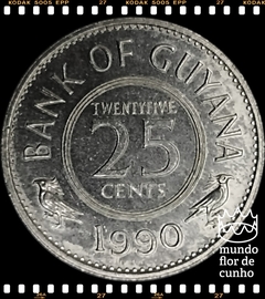 Km 34 Guiana 25 Cents 1990 FC ©