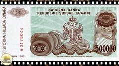 .PR23a Croacia 500000 Dinara 1993 FE Emissão Regional da República Sérvia - Krajina - comprar online