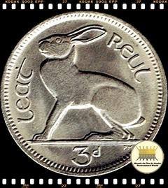 Km 12a Irlanda 3 Pence (3 Pingin / 1/2 Reul) 1968 XFC # Lebre ®