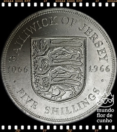 Km 28 Jersey, Bailiado 5 Shilling ND (1966) XFC Escassa # 900° aniversário da Batalha de Hastings ©