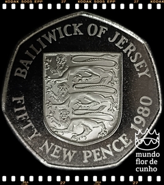 Km 34 Jersey, Bailiado 50 New Pence 1980 XFC Proof Escassa # Elizabeth II ©