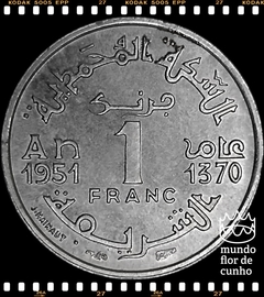 Km 46 Marrocos 1 Franc AH 1370-1951 (a) FC Leves Incrustações na Moeda © - comprar online