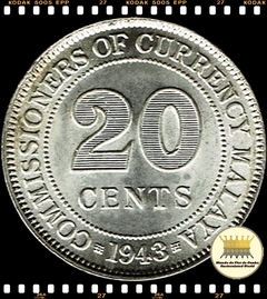Km 5a Malaia 20 Cents 1943 XFC Prata ®