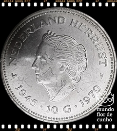 Km 195 Holanda 10 Gulden ND (1970) XFC Prata # 25° Aniversário da Libertação na 2° Guerra Mundial ©