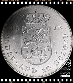 Km 196 Holanda 10 Gulden 1973 XFC Prata # 25° Aniversário do Reinado da Rainha Juliana © - comprar online