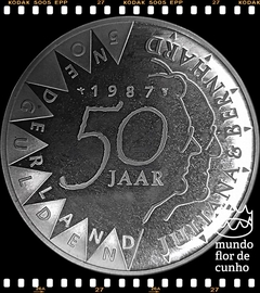 Km 209 Holanda 50 Gulden 1987 XFC Proof Prata Escassa # 50° Aniversário do casamento da Rainha Juliana e do Príncipe Bernhard ©