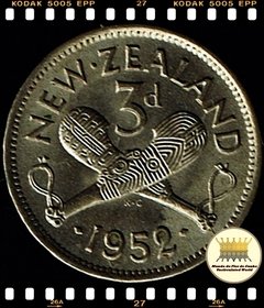 Km 15 Nova Zelandia 3 Pence 1952 XFC ®