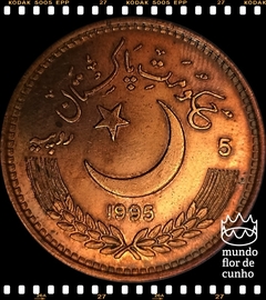 Km 59 Paquistão 5 Rupees 1995 SOB/FC Escassa # 50o. Aniversário das Nações Unidas ©