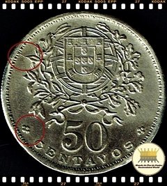 Km 577 Portugal 50 Centavos 1927 SOB Rara # Moeda Anômala por Quebra de Cunho (5 Marcas em apenas um lado da moeda) ® na internet