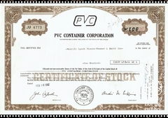 Certificado de Ação da PVC Container Corp. 1982 - Estados Unidos da América