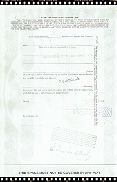 Certificado de Ação da Sterling Precision Corp. 1963 - Estados Unidos da América - comprar online