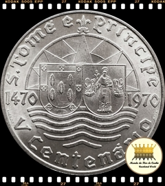 Km 21 São Tomé & Príncipe 50 Escudos 1970 XFC Prata Escassa # 500 Anos da Descoberta ® na internet