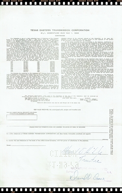 Certificado de Ação da Texas Eastern Transmission Corp. 1972 - Estados Unidos da América - comprar online