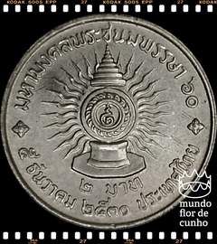 Km 194 Tailândia 2 Baht BE 2530 (1987) XFC # 60° Aniversário de Rama IX ©