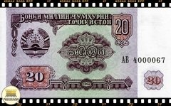..P4a Tajiquistão 20 Rubles 1994 FE