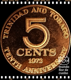Km 10 Trinidade & Tobago 5 Cents 1972 FM(p) XFC Proof Escassa # 10° Aniversário da Independência ©