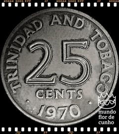 Km 4 Trinidade & Tobago 25 Cents 1970 XFC Proof Muito Escassa ©