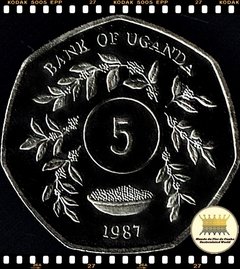 Km 29 Uganda 5 Shillings 1987 XFC Heptagonal ® - comprar online