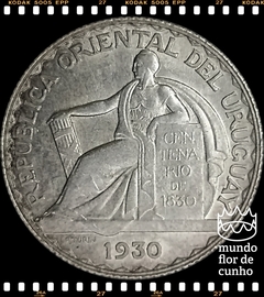 Km 26 Uruguai 20 Centesimos 1930(a) SOB/FC Prata Escassa # 100° Aniversário da Constituição ©