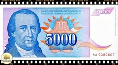 P141a Iugoslávia 5000 Dinara 1994 FE