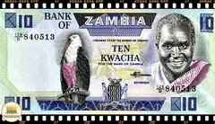.P26e Zambia 10 Kwacha ND(1980-88) FE