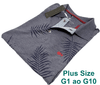 Camisa Polo Plus Size Hugo Blanc folhagem Jeans Claro 138
