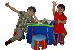 Set Mesita goma eva cuadrada + 2 banquitos cuadrados para niños - Eva Magic S.A., fabrica goma eva, pisos goma eva