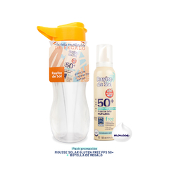 Pack Mousse Solar Gluten Free FPS50 + Botella cristal con tapa naranja - comprar online