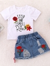  Conjunto Infantil Saia Jeans