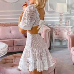 Vestido Branco Recorte na Cintura - Ref.2042 - comprar online