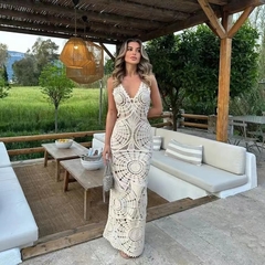 vestido longo de crochê