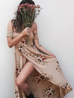 Vestido Longo Floral com Fenda  3