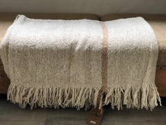 Manta de lana - crudo c/ raya arena