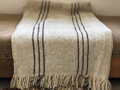 Manta de lana - crudo c/ 3 rayas visón
