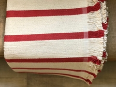 Manta de algodón - crudo c/ raya roja - comprar online