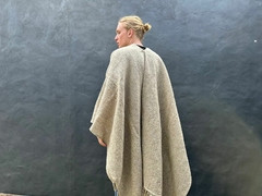 Ruana de lana clásica larga - beige ceniza oscuro en internet