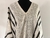 Poncho de lana clásico - blanco 3 rayas negras - comprar online